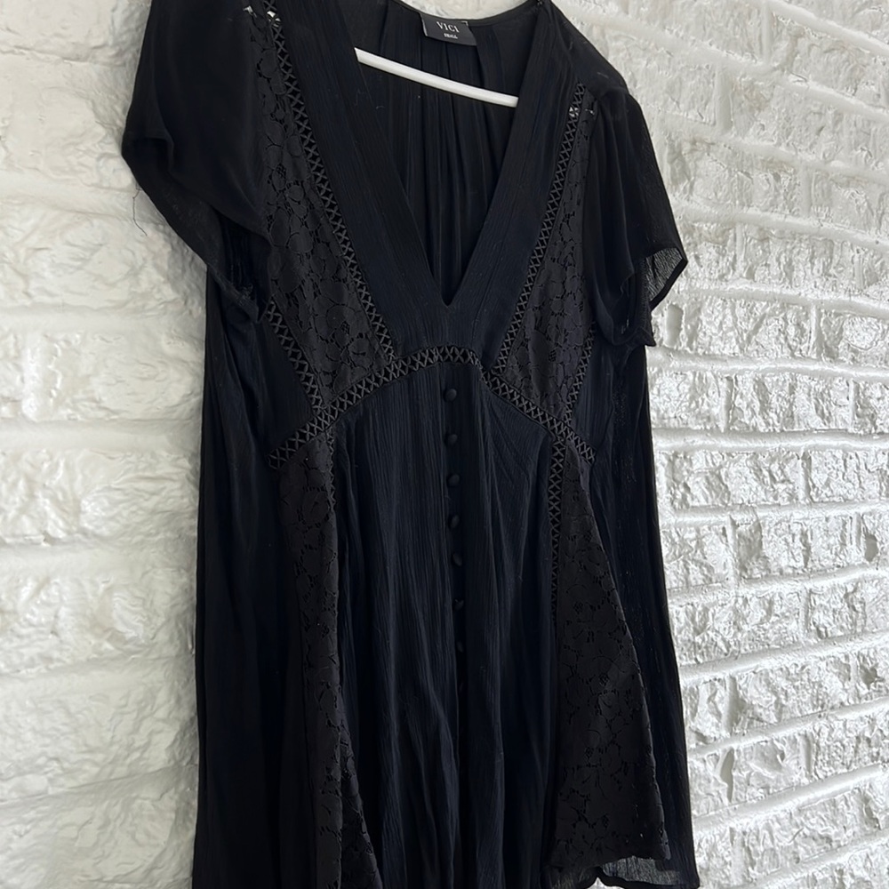 Vici Collection Black Top With Button Detail - image 2